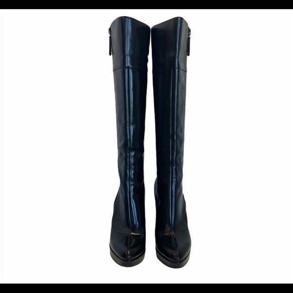 Gucci Black Glossy Leather Knee High Platform Boot Sz 10B - Picture 6 of 16